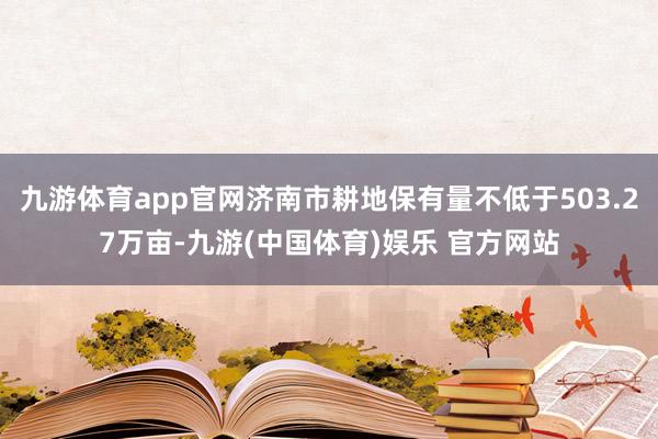 九游体育app官网济南市耕地保有量不低于503.27万亩-九游(中国体育)娱乐 官方网站